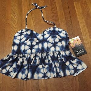 Kortni Jeane indigo blue peplum swim top
