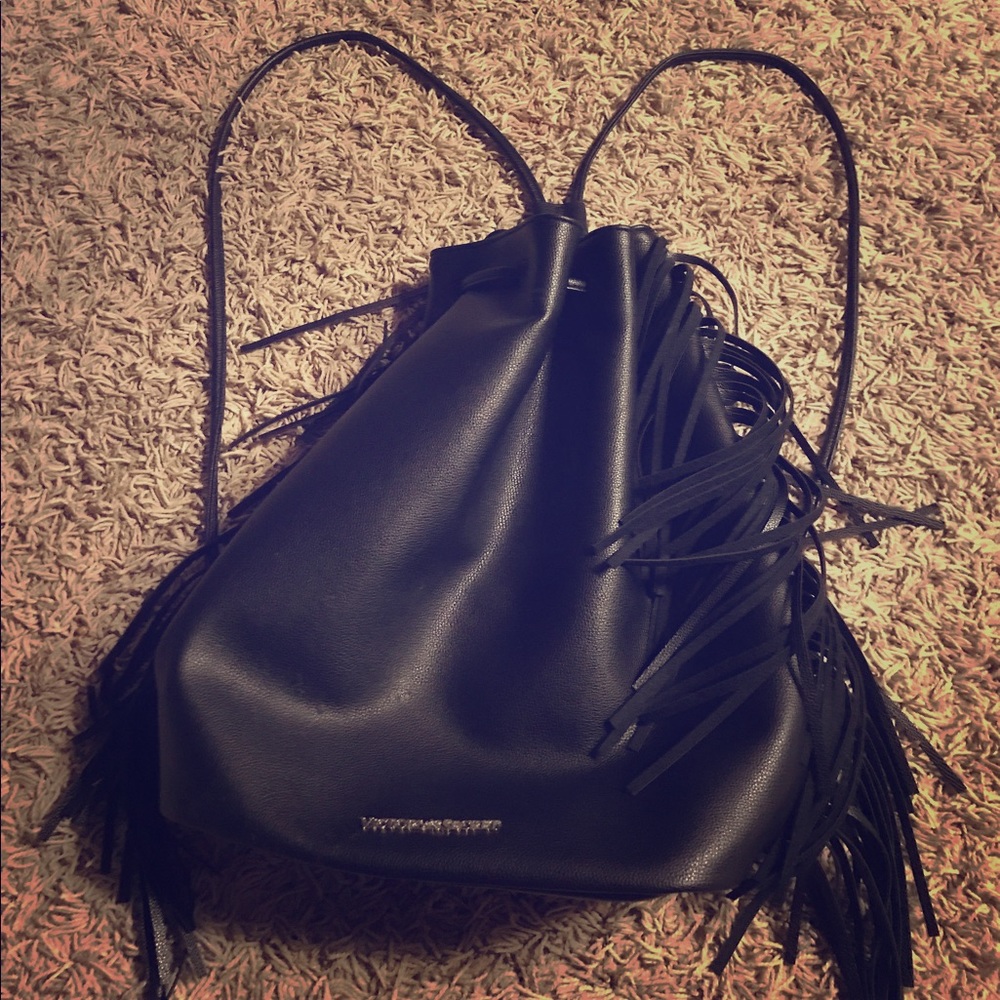 Black Leather Victoria's Secret Bag
