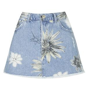 Topshop moto floral denim pelmet skirt