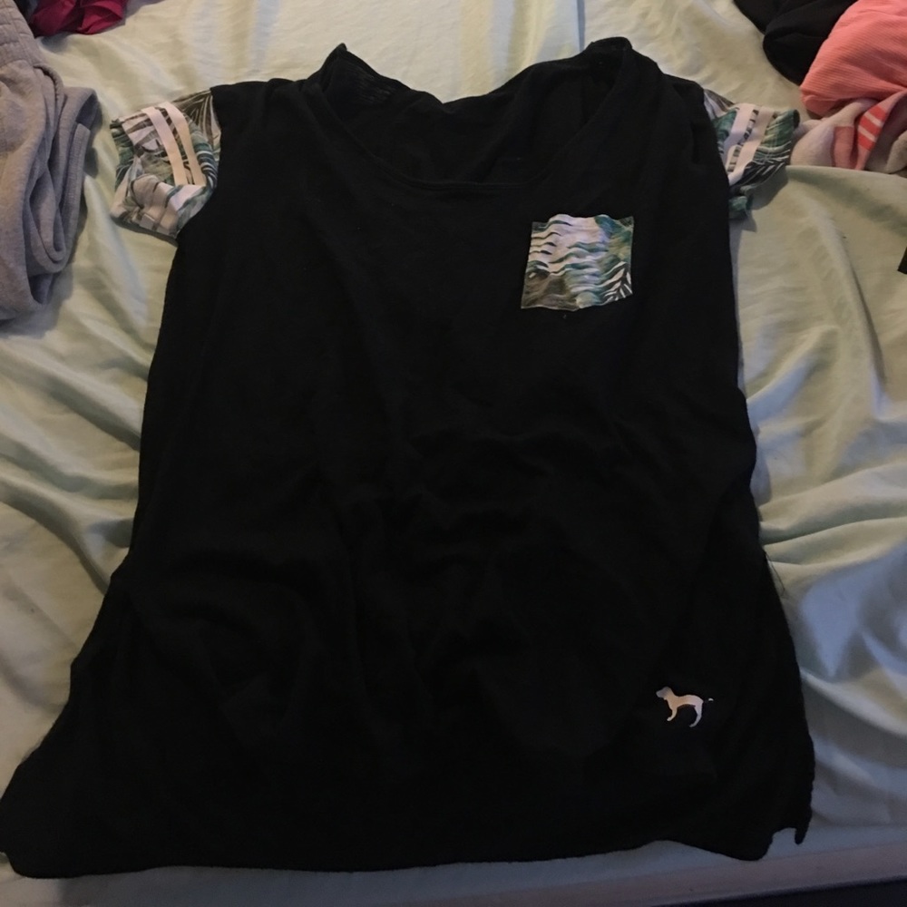 PINK Victoria's Secret T shirt floral sleeves