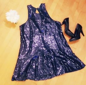 Free People NWOT Navy Sequin Swing Dress
