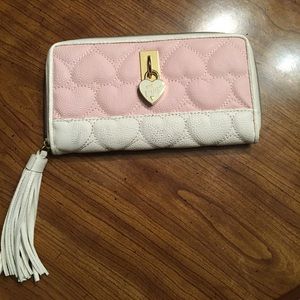 Pink and cream betsie johnson wallet with tassle