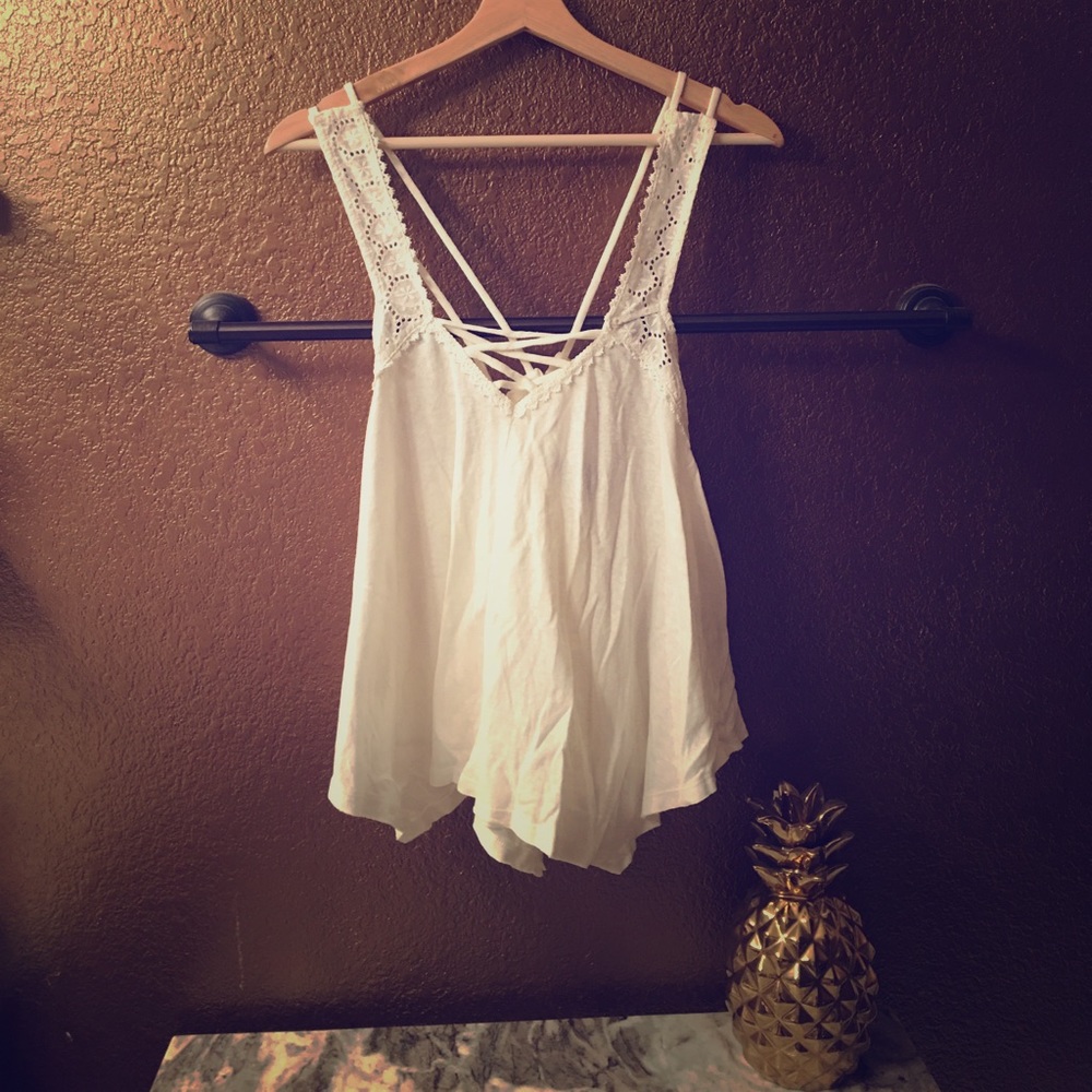 Two summery tops one white one beige