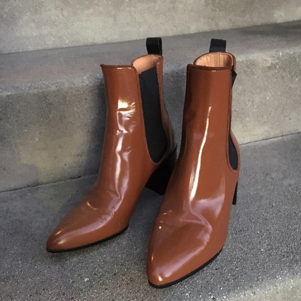 Acne studios free glossed brown boots