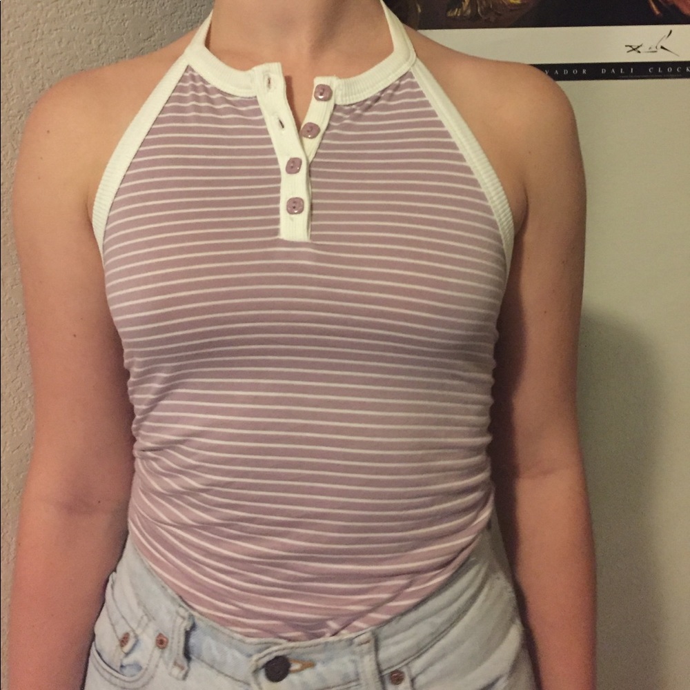 Buttoned halter top