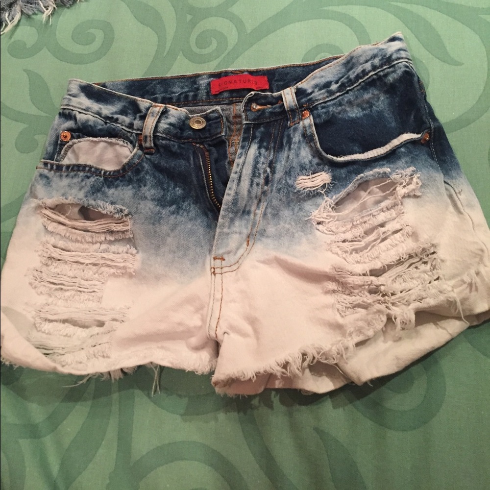 Blue to white gradient Jean shorts