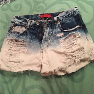 Blue to white gradient Jean shorts