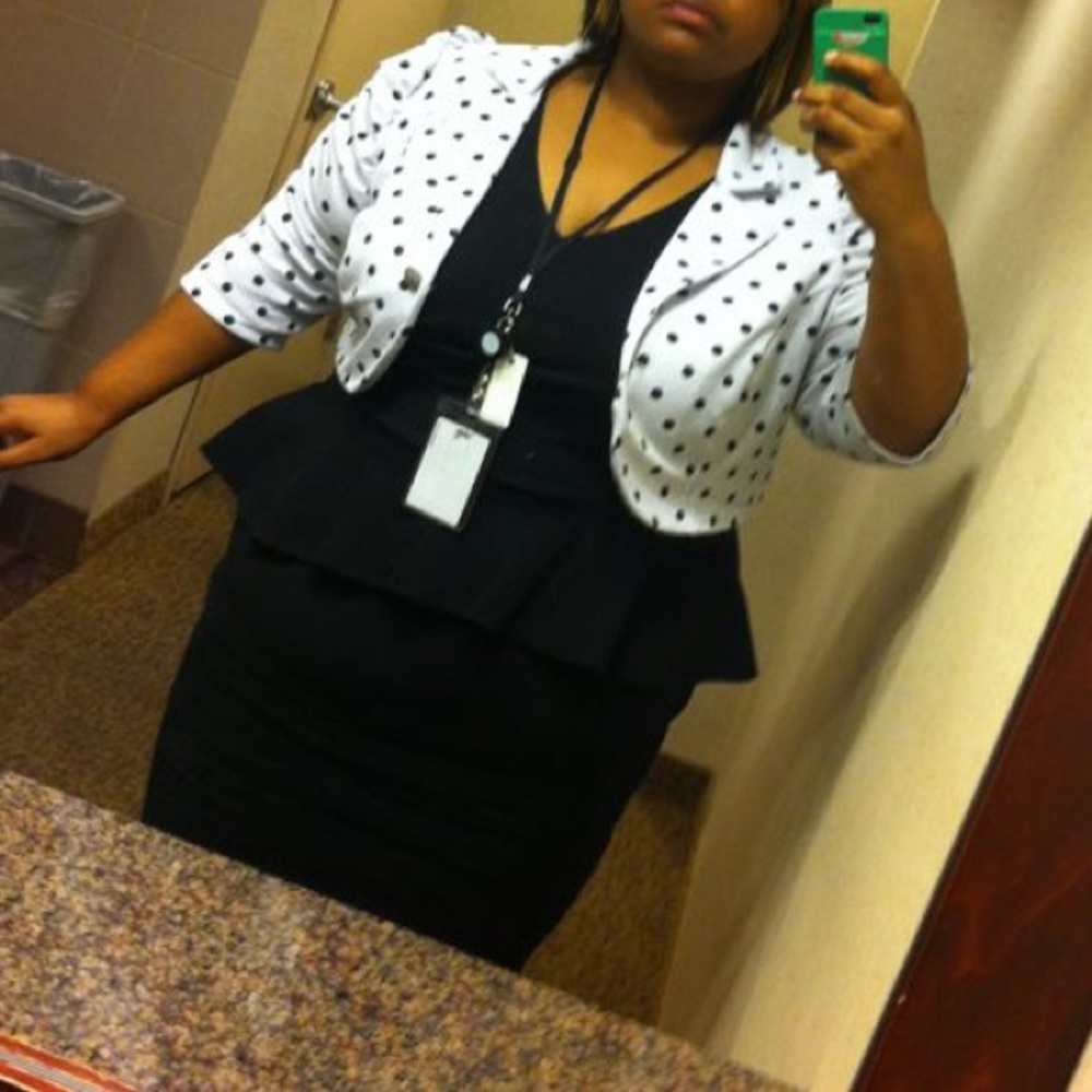 Black Torrid Peplum Dress & polka dot jacket🔹🔵🔷