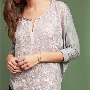 NWT Anthropologie Tiny Lavender Gray Hazel Top