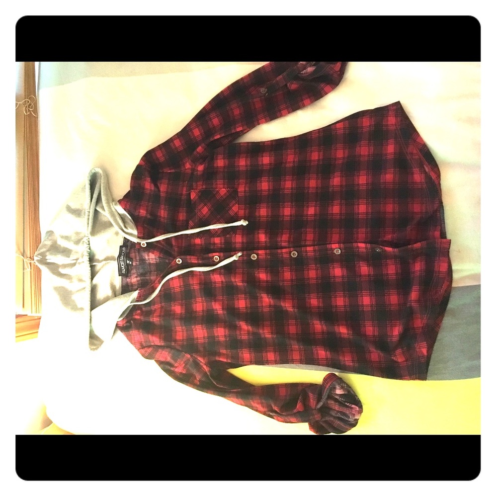 Plaid shirt with hoodie