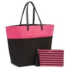 Victoria's Secret Tote and Makeup Bag Black Pink🛍