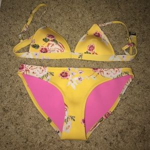 Yellow Floral Triangl Bikini