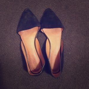 Madewell pointed toe black suede flats