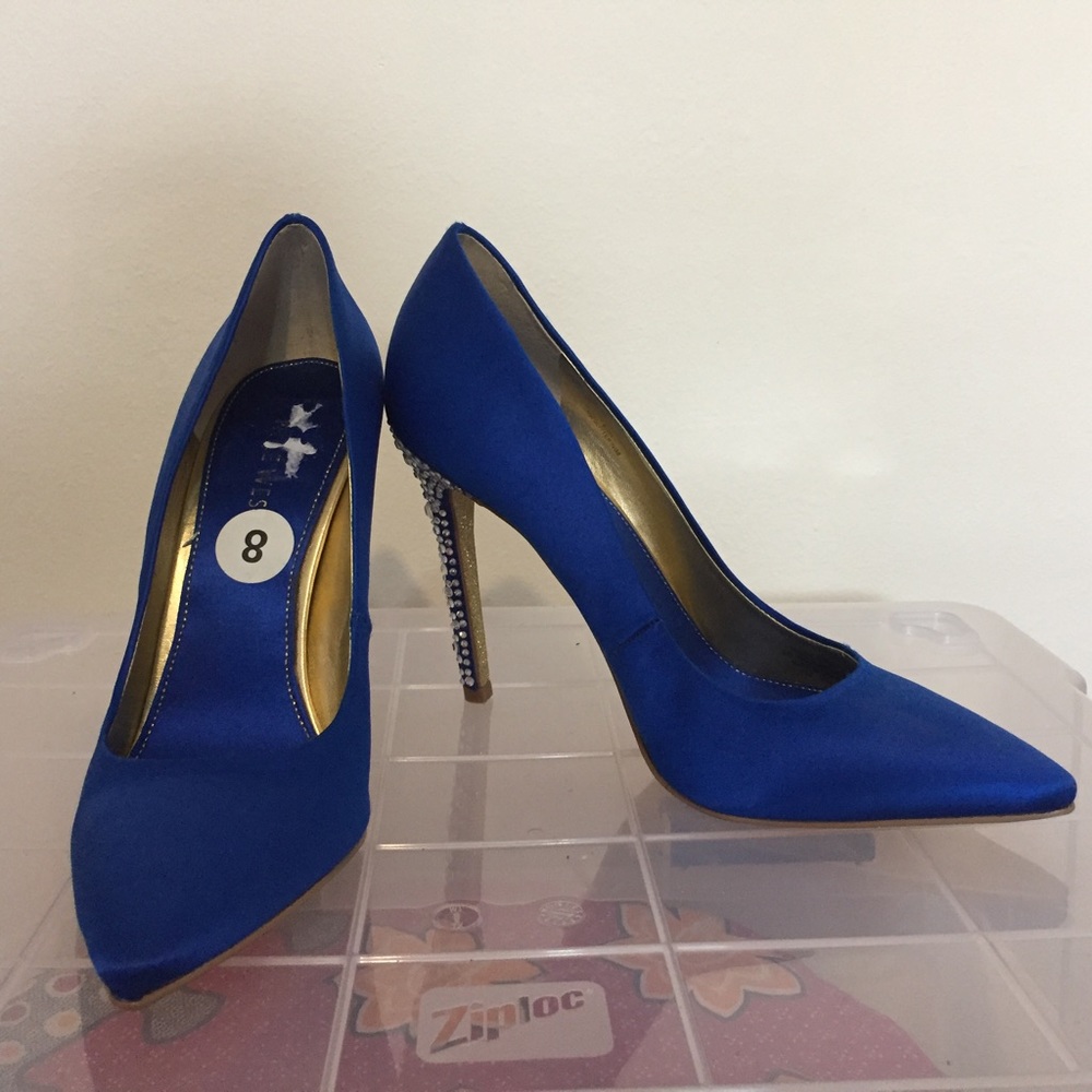 NNW NINA BEJEWELED BLUE HEELS