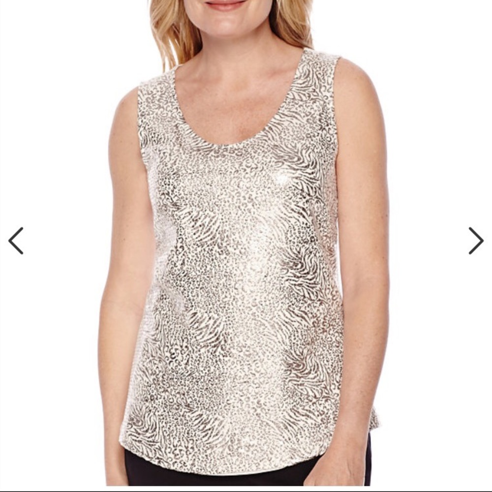 Animal Print Sequin Ivory Tank Top