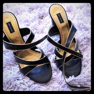 Black and Gold Marc Jacobs Strappy Sandals