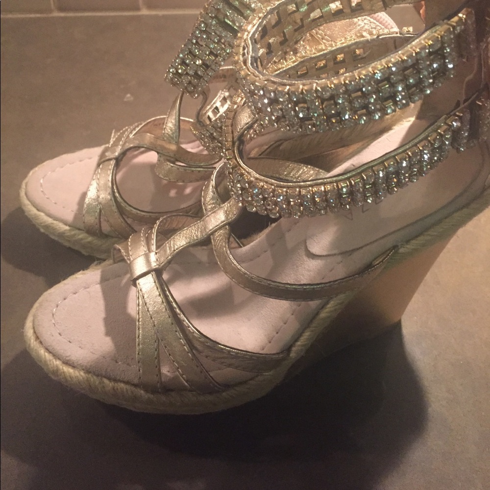 NWOT, Italian designer rhinestone espadrilles .