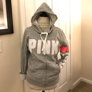 PINK grey zip up hoodie