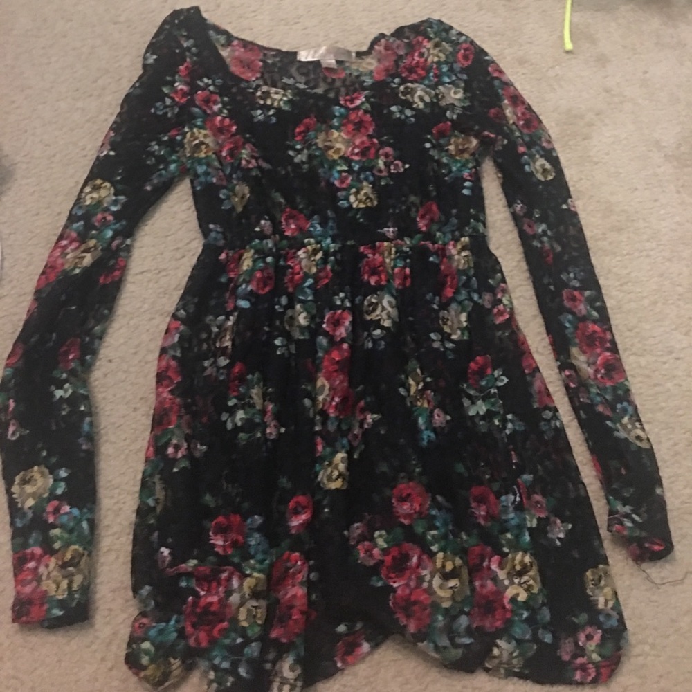 Flower long sleeve see through shirt