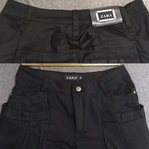 Zara Ruched Pocket Bow Accent Black Skinny Jeans