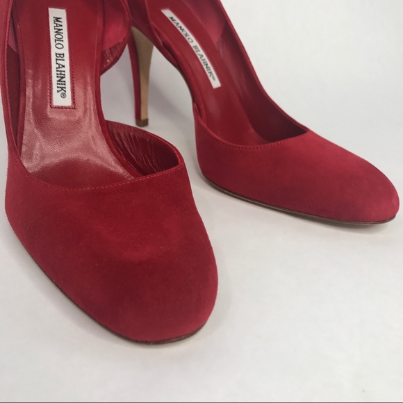 Manolo Blahnik red suede pumps - Picture 7 of 8