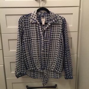 NWOT Long sleeve blouse with waist tie.