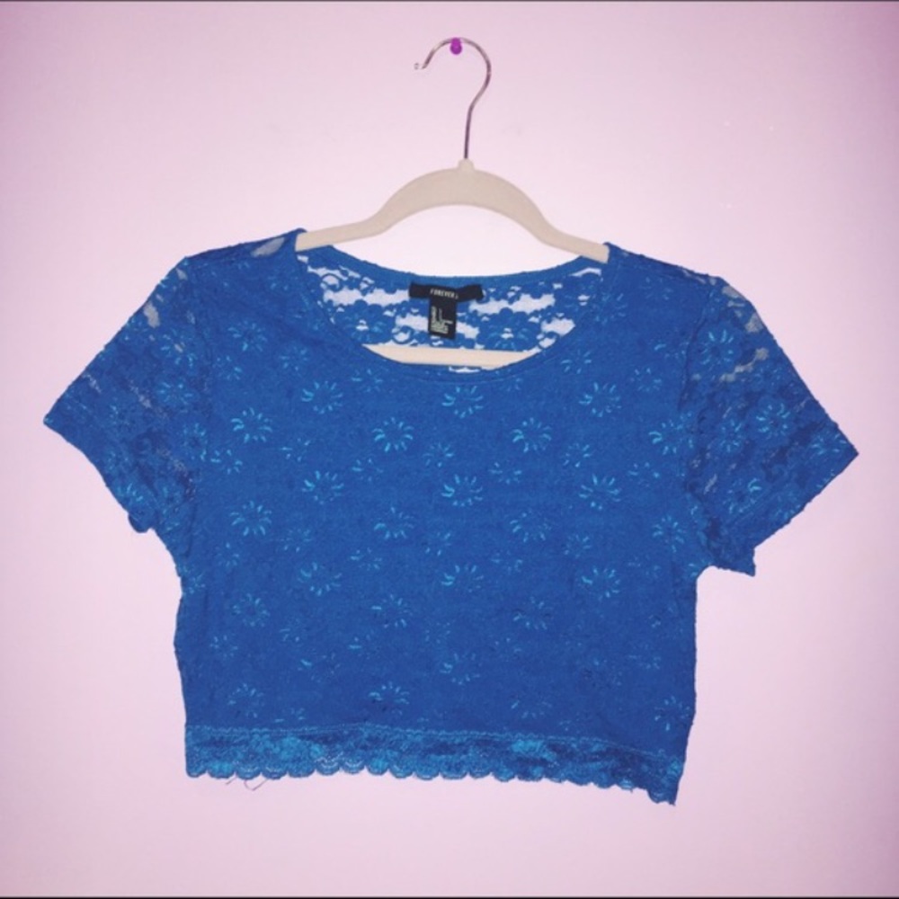Forever21 Floral Blue Crop Top