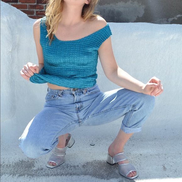 ❗️SOLD❗️Vintage Textured Teal Top - Picture 1 of 3
