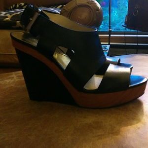 Michael Kors black leather wedge sandal's sz. 7.5M