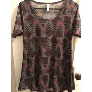 XXS Grey & Pink Tribal LuLaRoe Perfect Tee