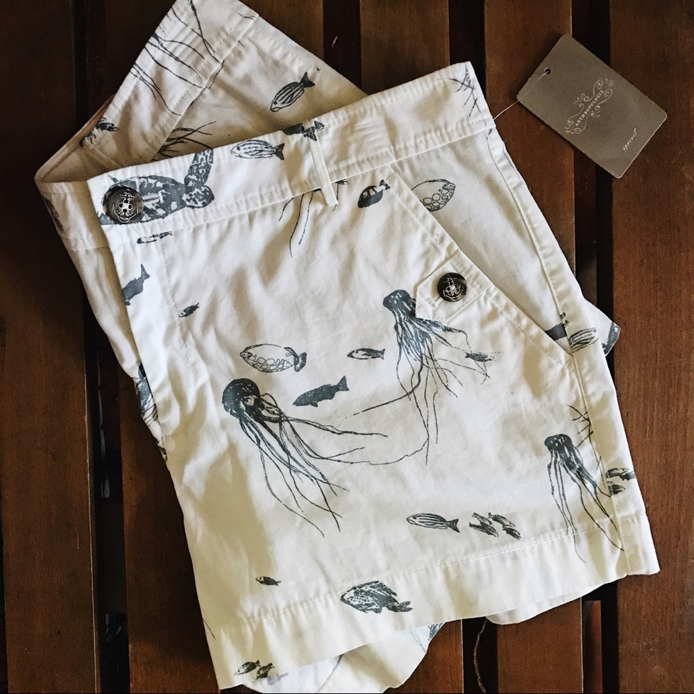Anthropologie Nautical White Shorts