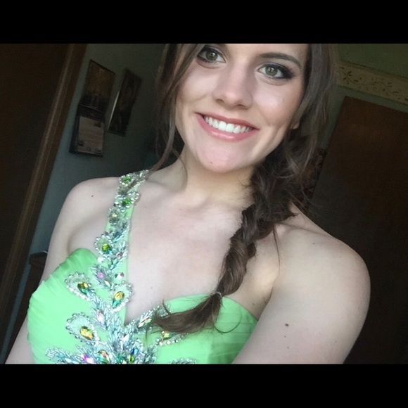 Unique Watermelon Green Prom Dress - Picture 2 of 2