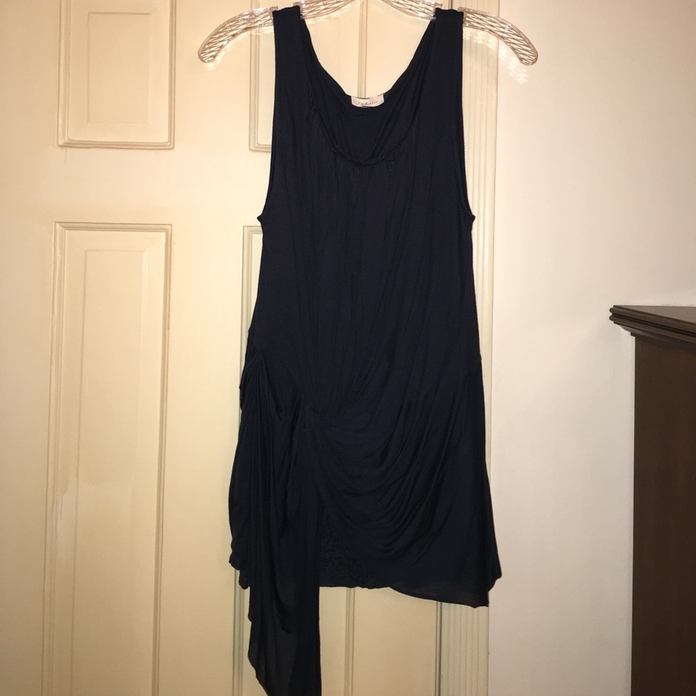 Dk smokey blue (cotton/nylon/lycra) gathered tank