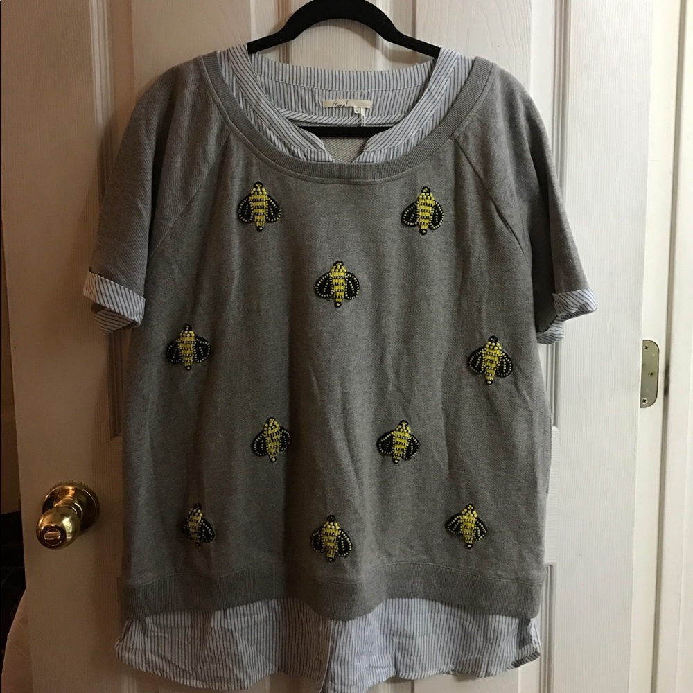 Anthropologie top with bumblebee embellishments