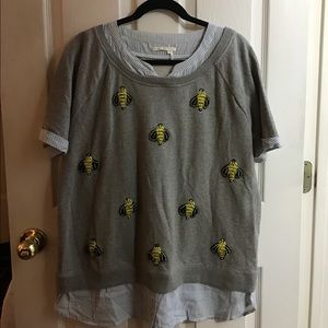 Anthropologie top with bumblebee embellishments