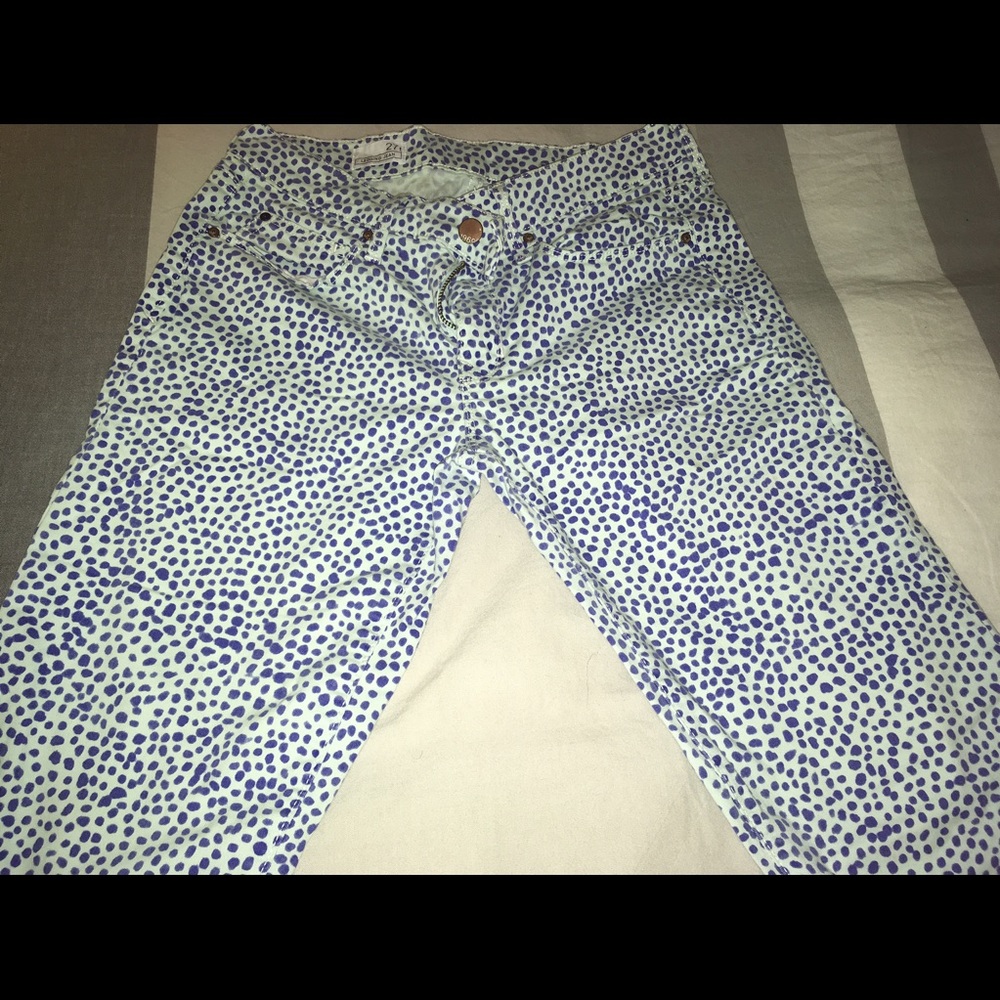 Blue Polka dot Gap mid high waist skinny jeans
