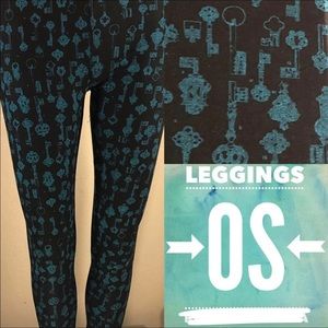 Lularoe key leggings OS black and teal