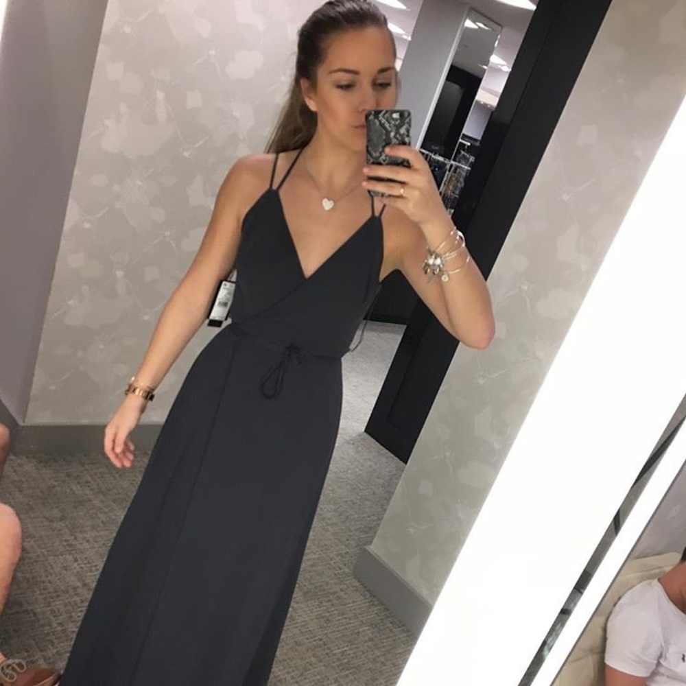 Grey double-strap wrap Gown
