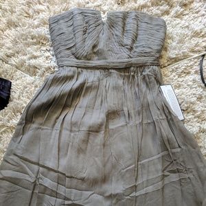 Light grey silk chiffon strapless dress