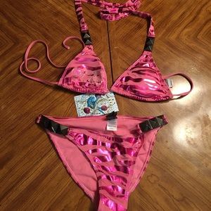 Metallic pink swimsuit