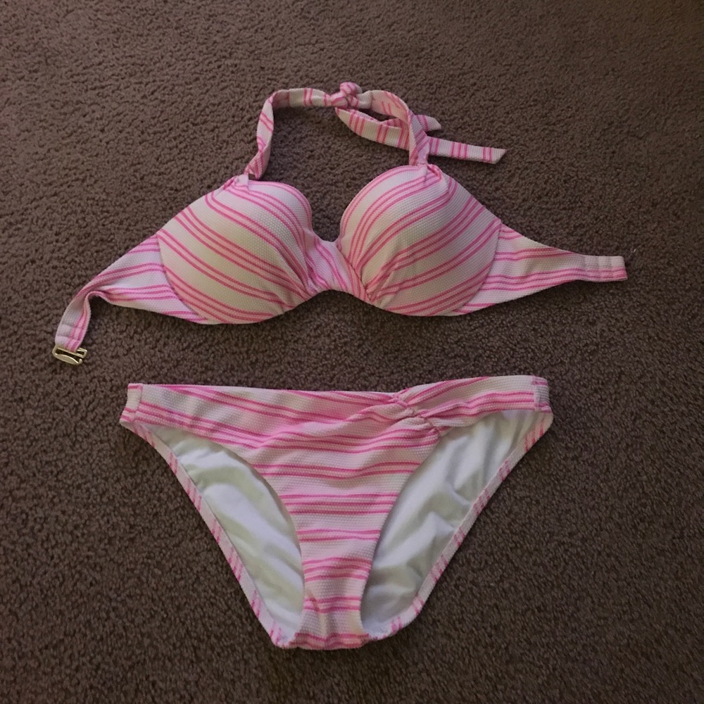 Pink and white stripped Victoria's Secret bikini