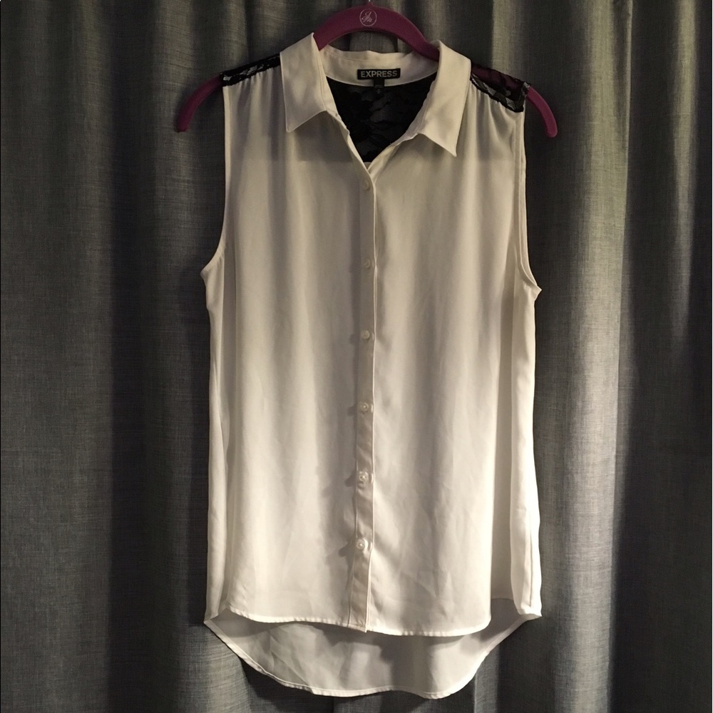 👚 Express Lace Button-Up Tank Top