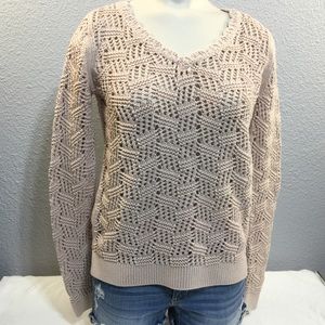 Loft Ann Taylor blush open weave cotton sweater