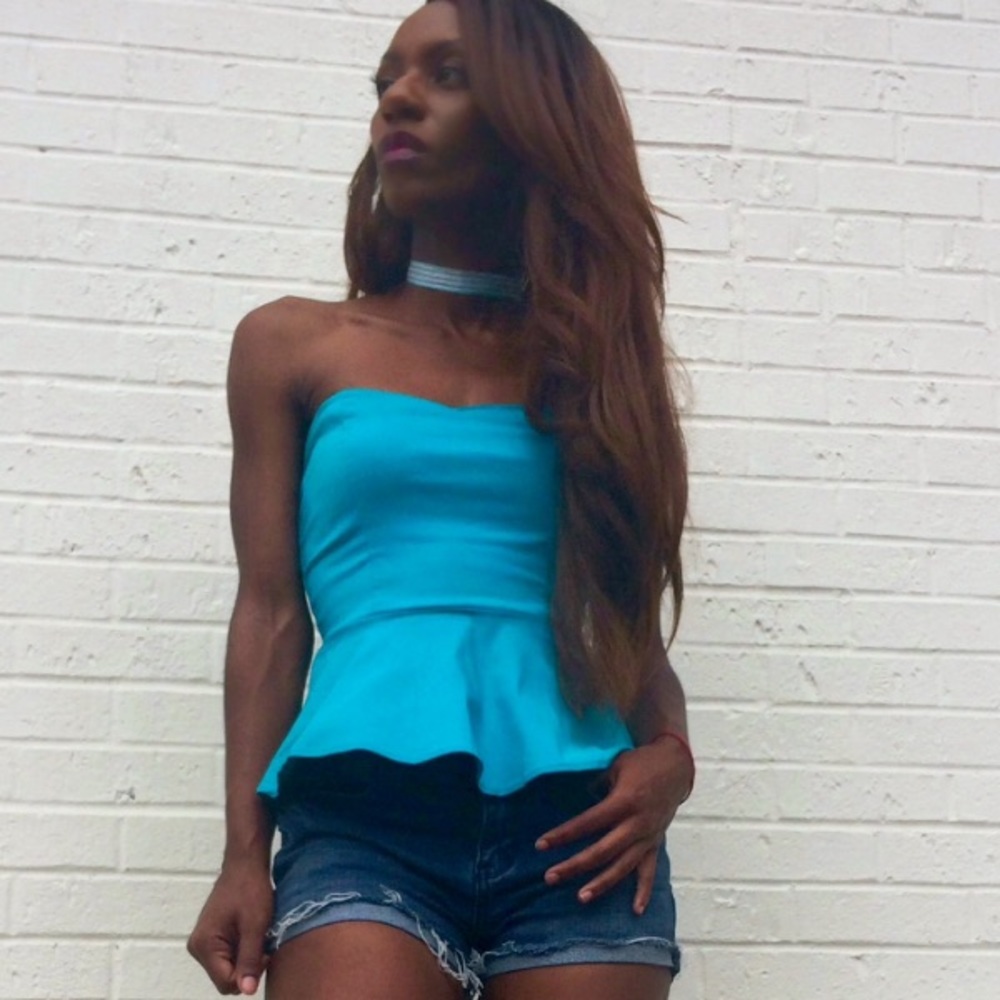 Sky Blue Peplum Top