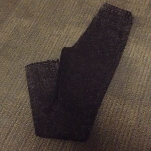 Stretch high waist acid wash black denim jean