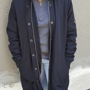 LONG BLACK BOMBER JACKET