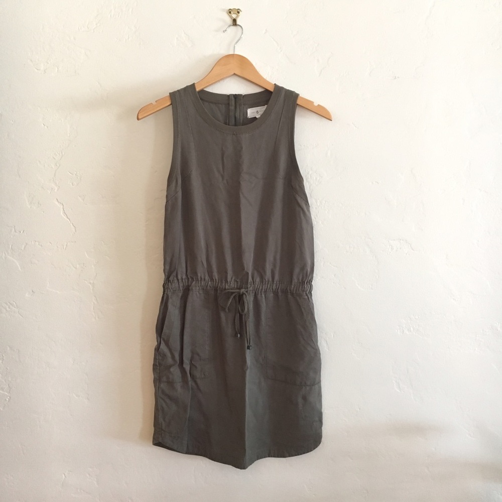 Camo Green Cargo Dress w Drawstring Waist