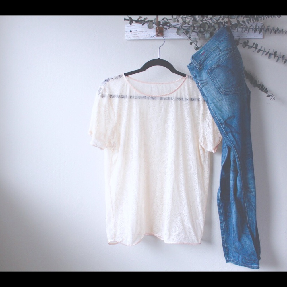 American Apparel white lace shirt