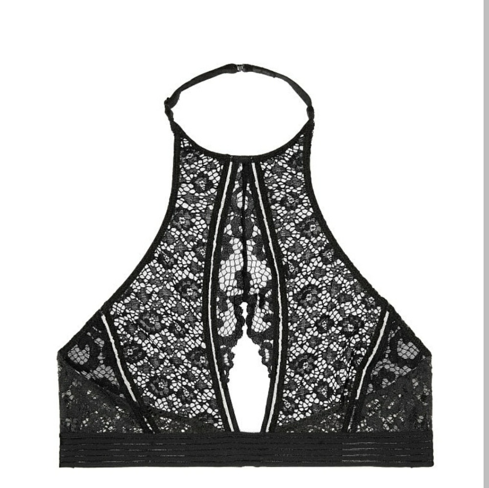 NEW Black Keyhole High-neck Bra - Picture 4 of 7