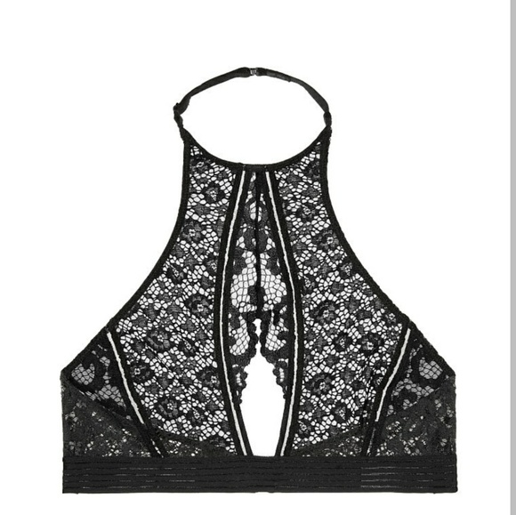 NEW Black Keyhole High-neck Bra - Picture 4 of 7